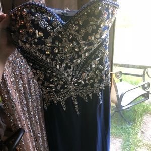 Royal blue prom dress with keyhole back